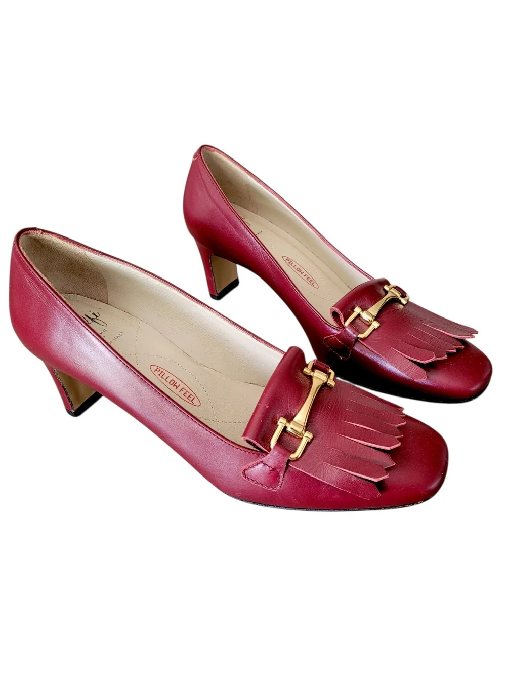 Amalfi Rangoni Italy Burgundy Kiltie Horsebit Heels 7 - Picture 2 of 11